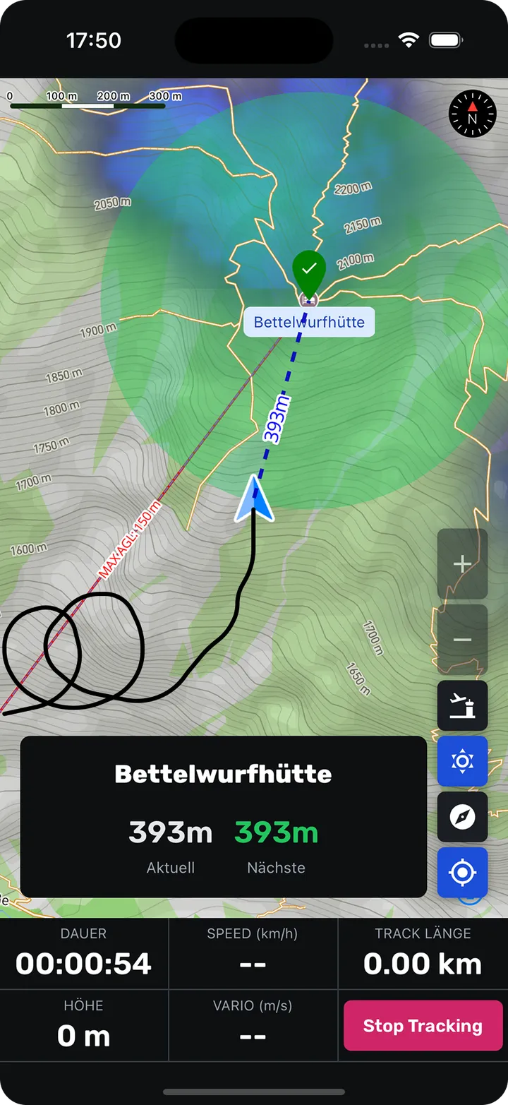 Sidekik distance readout to the peak centre for proximity bonus points