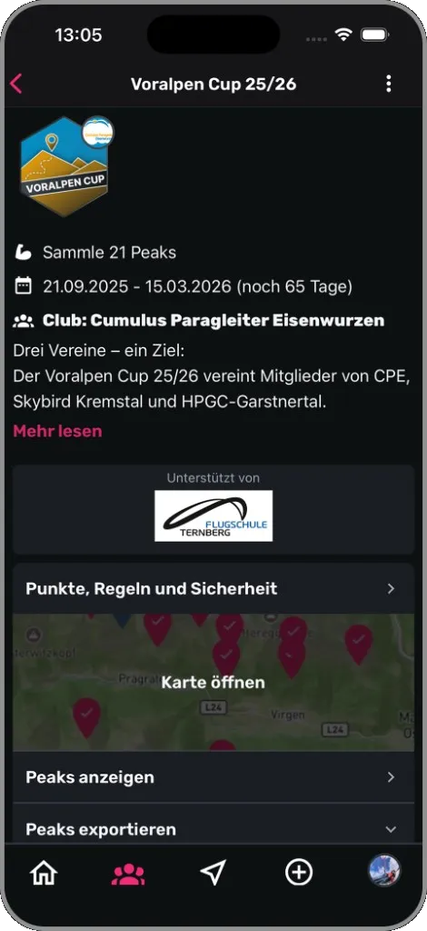Club Challenge Voralpen Cup: peaks, dates, map and rules