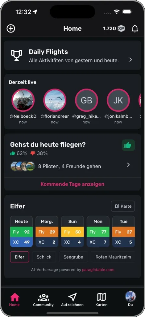 Home: currently live — who is in the air