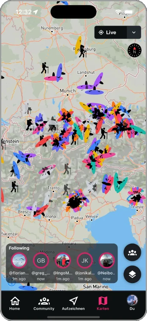 On Air: live map with pilots and following