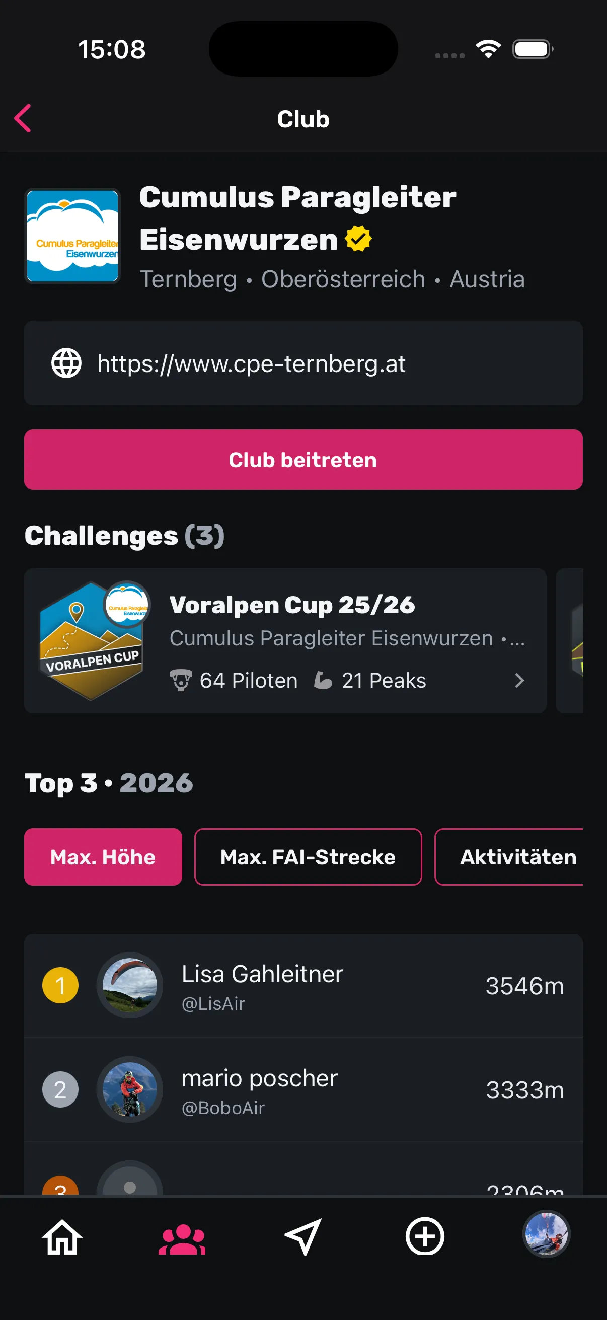 Club profile of Cumulus Paragleiter Eisenwurzen