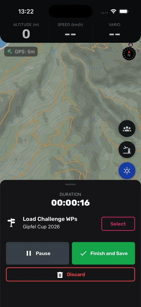 Tracking-Steuerung mit geladenen Wegpunkten eines Peak Hunts unter Load Challenge WPs